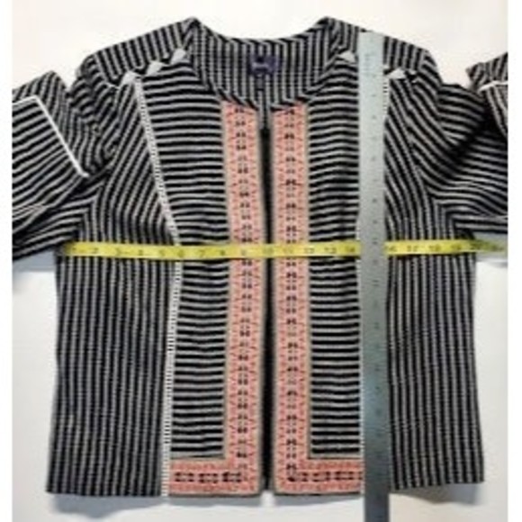 Rafaella Women's Woven Stripe Textured Embroidered Jacket M - Picture 12 of 12
